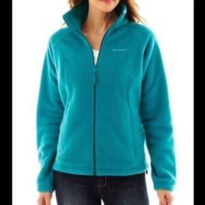 Columbia Turquoise Blue Zip Up Fleece Jacket Size Medium
